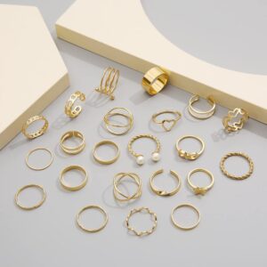 Suonie 22PCS Knuckle Rings Set for Women Men Joint Rings Gold Plated Rings Girls Stackable Finger Rings to Friend Sisters Birthday Christmas Gifts