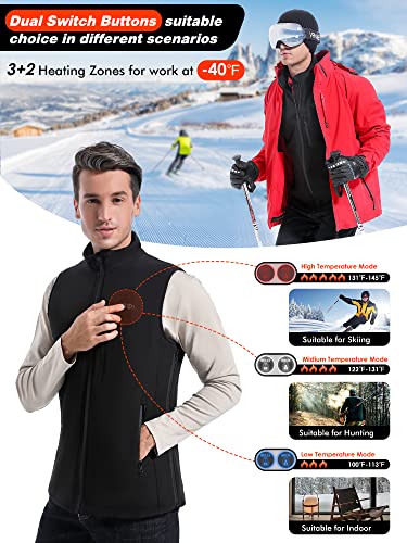 ECIFEE Men's Rechargeable Heated Windproof Lightweight Golf Vest Outerwear with Pockets, Softshell Vests with Battery for Running Hiking