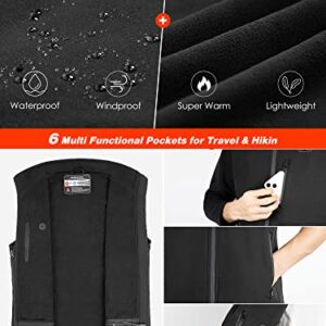 ECIFEE Men's Rechargeable Heated Windproof Lightweight Golf Vest Outerwear with Pockets, Softshell Vests with Battery for Running Hiking