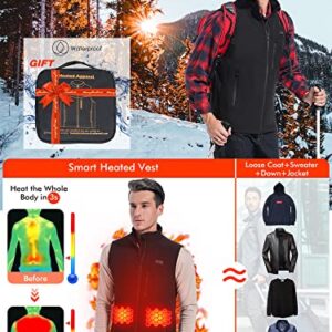 ECIFEE Men's Rechargeable Heated Windproof Lightweight Golf Vest Outerwear with Pockets, Softshell Vests with Battery for Running Hiking