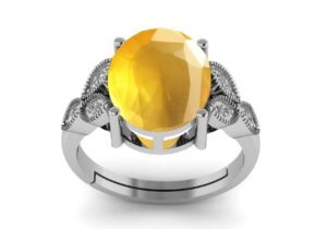 lmdprajapatis 9.00 carat natural yellow sapphire stone astrological purpose silver plated ring for women's