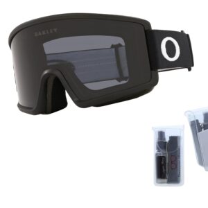 Oakley Target Line L OO7121 Matte Black/Dark Grey Ski Goggles For Men For Women + BUNDLE with Designer iWear Eyewear Kit