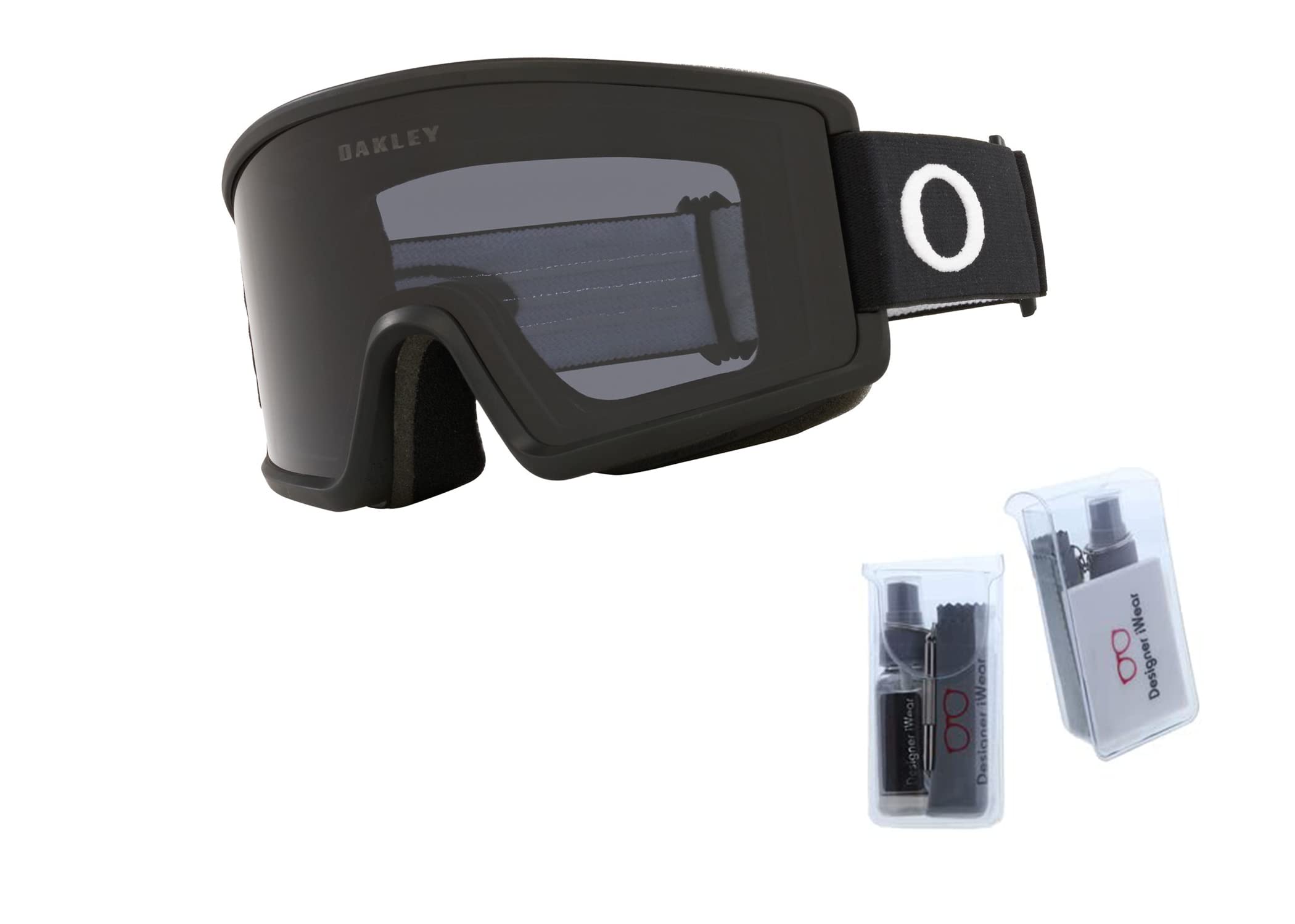 Oakley Target Line L OO7121 Matte Black/Dark Grey Ski Goggles For Men For Women + BUNDLE with Designer iWear Eyewear Kit