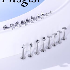 Pnsgisr Flat Back Stud Earrings 20g Straight Push In Threadless Nose Rings Hypoallergenic Surgical Steel 18g 18 Gauge Nap Flatback Cartilage Forward Helix Tragus Conch Piercing Jewelry for Women Men