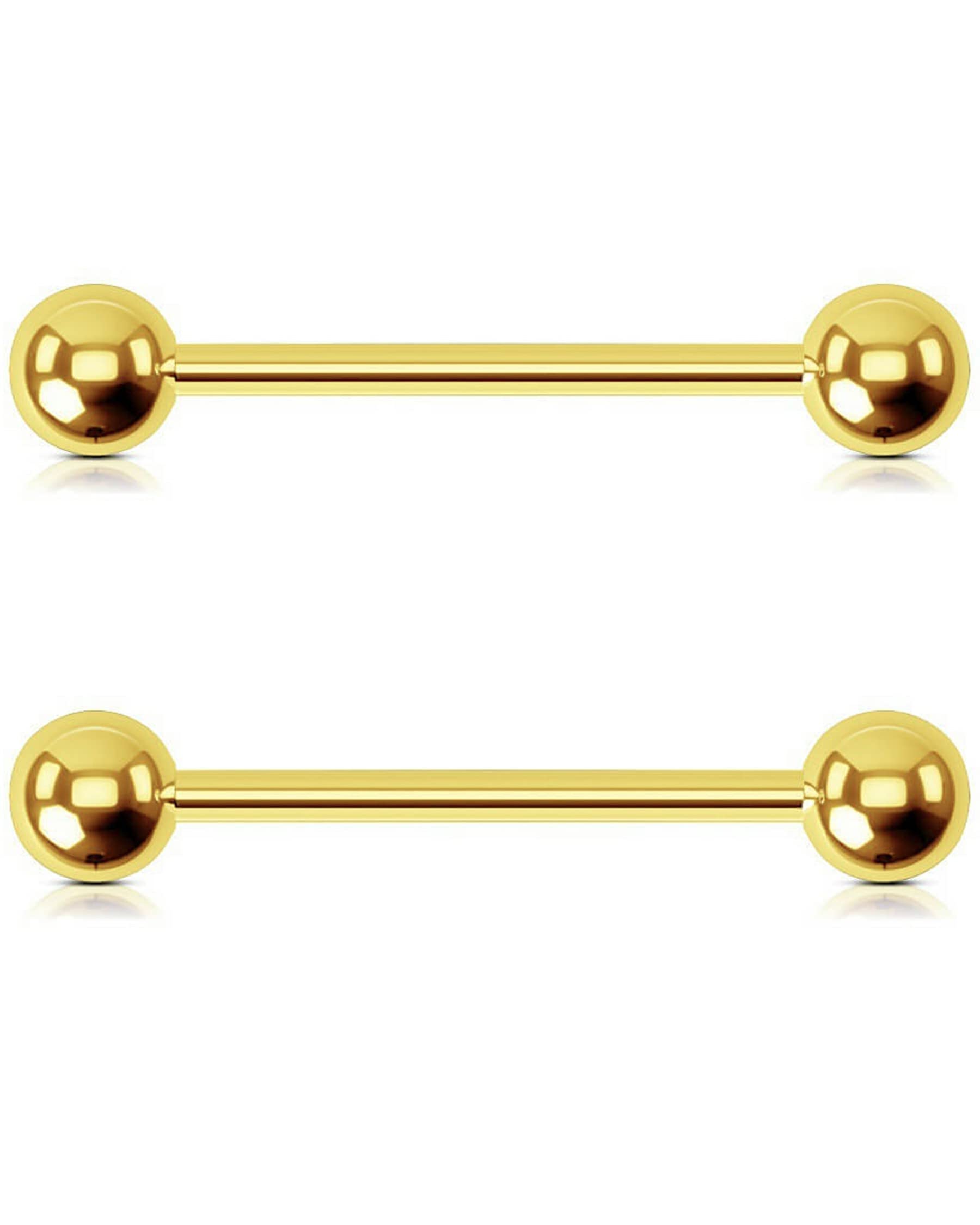 OUFER Nipple Piercing Jewelry, Titanium Nipple Rings, Internally Threaded 14G Straight Nipple Barbells Piercing Jewelry, Gold Nipple Jewelry for Women Men