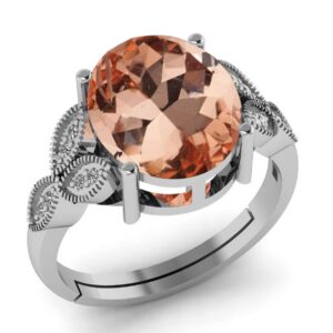 LMDPRAJAPATIS 6.25 Ratti Natural Morganite Stone German Silver Ring Special Occasion Wear for Women And Men