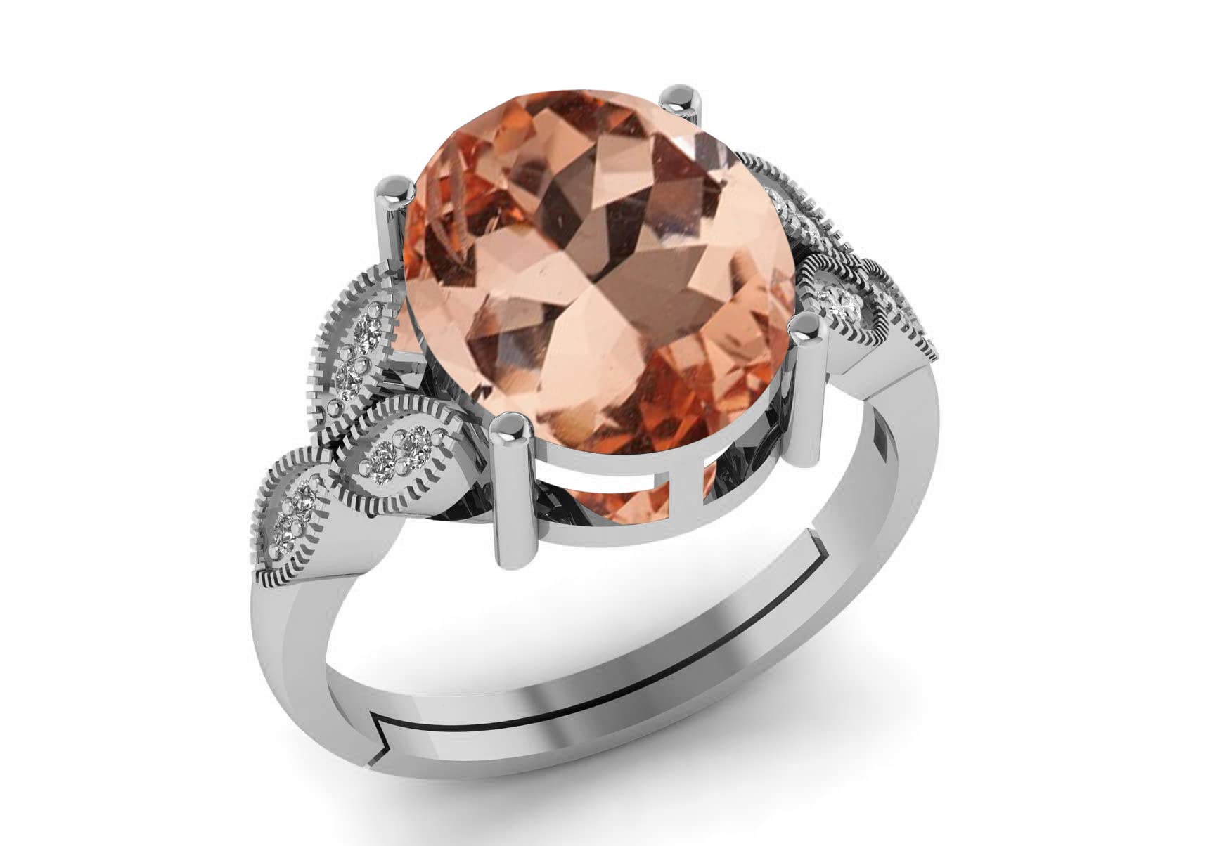 LMDPRAJAPATIS 6.25 Ratti Natural Morganite Stone German Silver Ring Special Occasion Wear for Women And Men