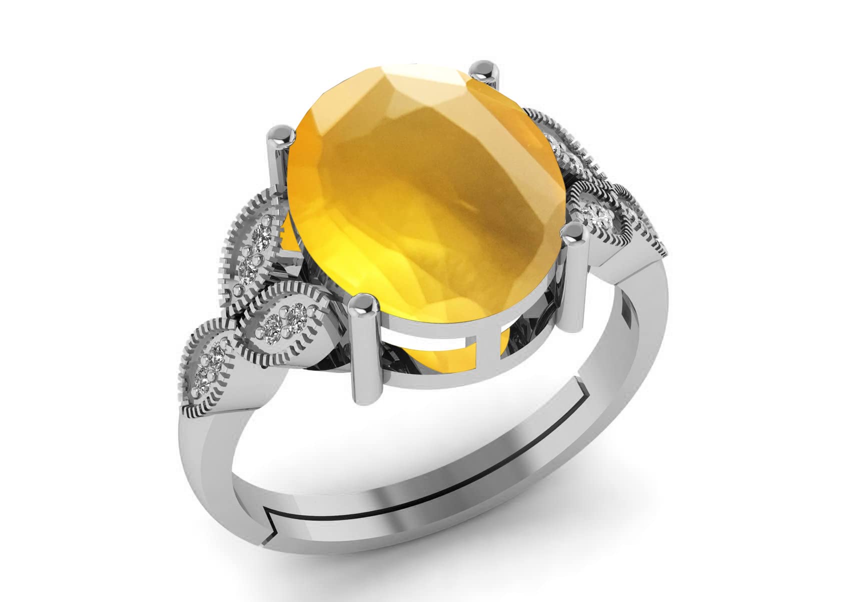 LMDPRAJAPATIS 9.00 Carat Natural Yellow Sapphire Stone Astrological Purpose Silver Plated Ring For Women's