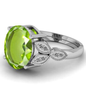 LMDPRAJAPATIS 7.25 Carat Peridot Stone German Silver Beautiful Anniversary Ring For Men And Women