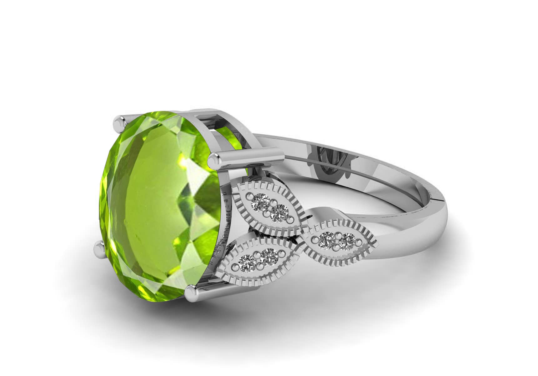 LMDPRAJAPATIS 7.25 Carat Peridot Stone German Silver Beautiful Anniversary Ring For Men And Women