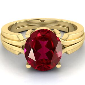 LMDPRAJAPATIS Original Ruby Gold Adjustable Ring Women's Ring 5.25 Ratti / 4.85 Carat Natural Ruby Gemstone Ring