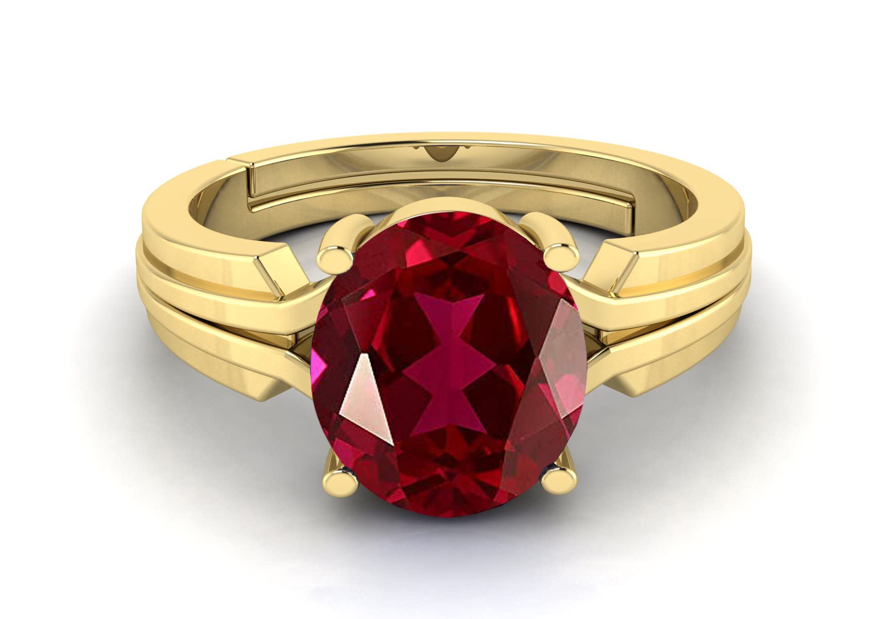 LMDPRAJAPATIS Original Ruby Gold Adjustable Ring Women's Ring 5.25 Ratti / 4.85 Carat Natural Ruby Gemstone Ring