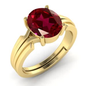 LMDPRAJAPATIS Original Ruby Gold Adjustable Ring Women's Ring 5.25 Ratti / 4.85 Carat Natural Ruby Gemstone Ring