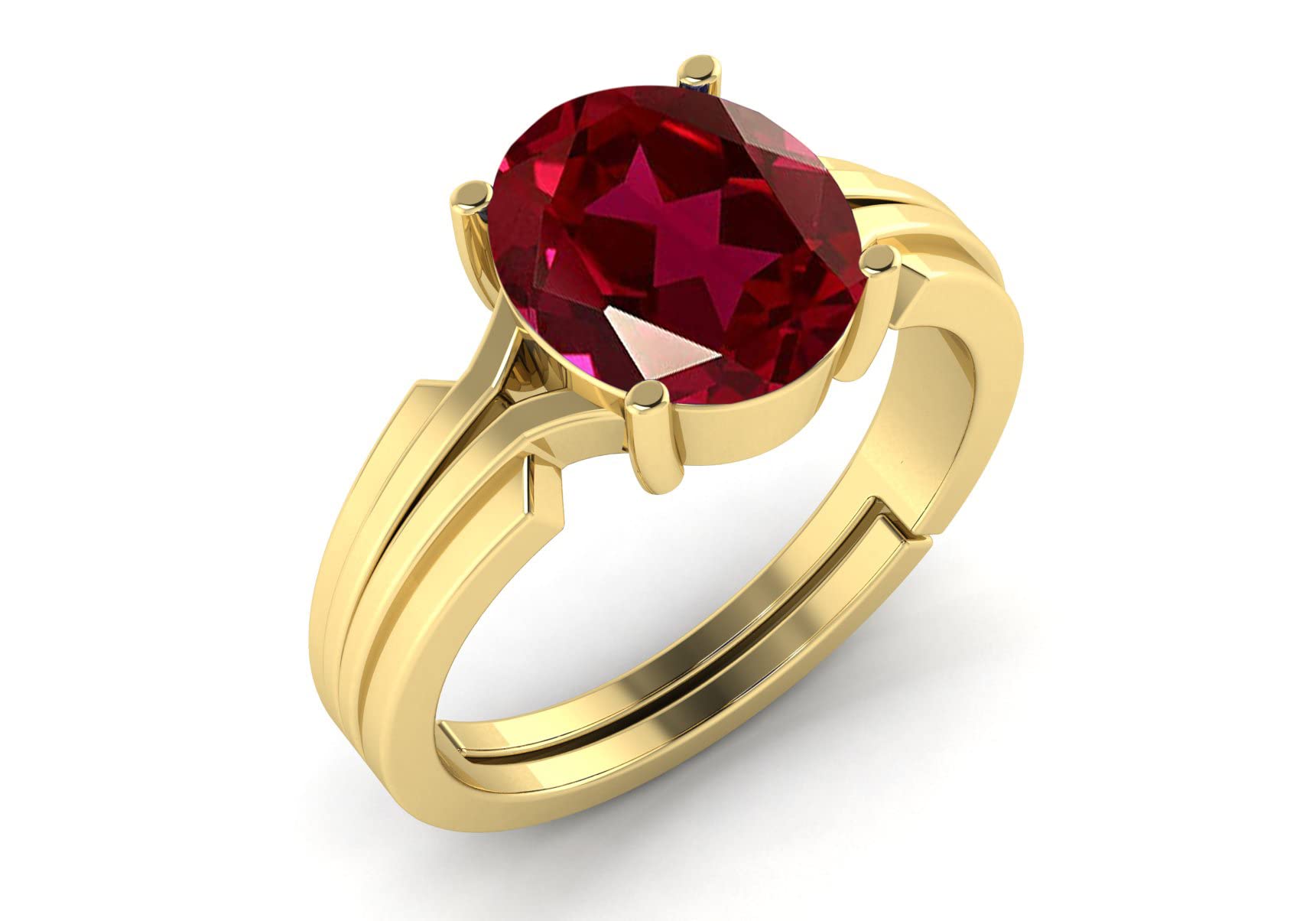 LMDPRAJAPATIS Original Ruby Gold Adjustable Ring Women's Ring 5.25 Ratti / 4.85 Carat Natural Ruby Gemstone Ring