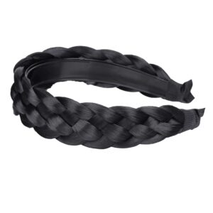 vowyore 5 Strands Synthetic Braided Headband - Chunky Wide Plaited Hair Hoop Hairpiece With Teeth Band for Women Girl