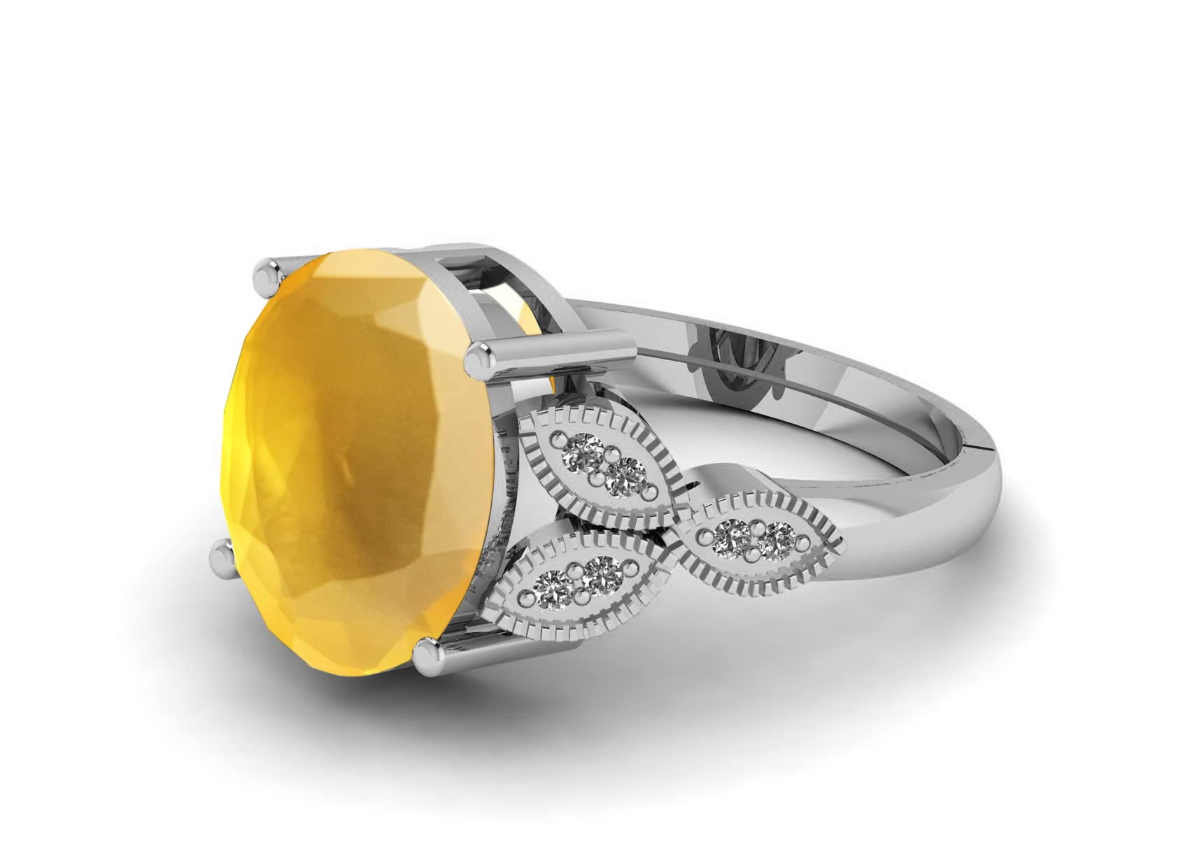 LMDPRAJAPATIS 9.00 Carat Natural Yellow Sapphire Stone Astrological Purpose Silver Plated Ring For Women's