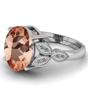 LMDPRAJAPATIS 6.25 Ratti Natural Morganite Stone German Silver Ring Special Occasion Wear for Women And Men