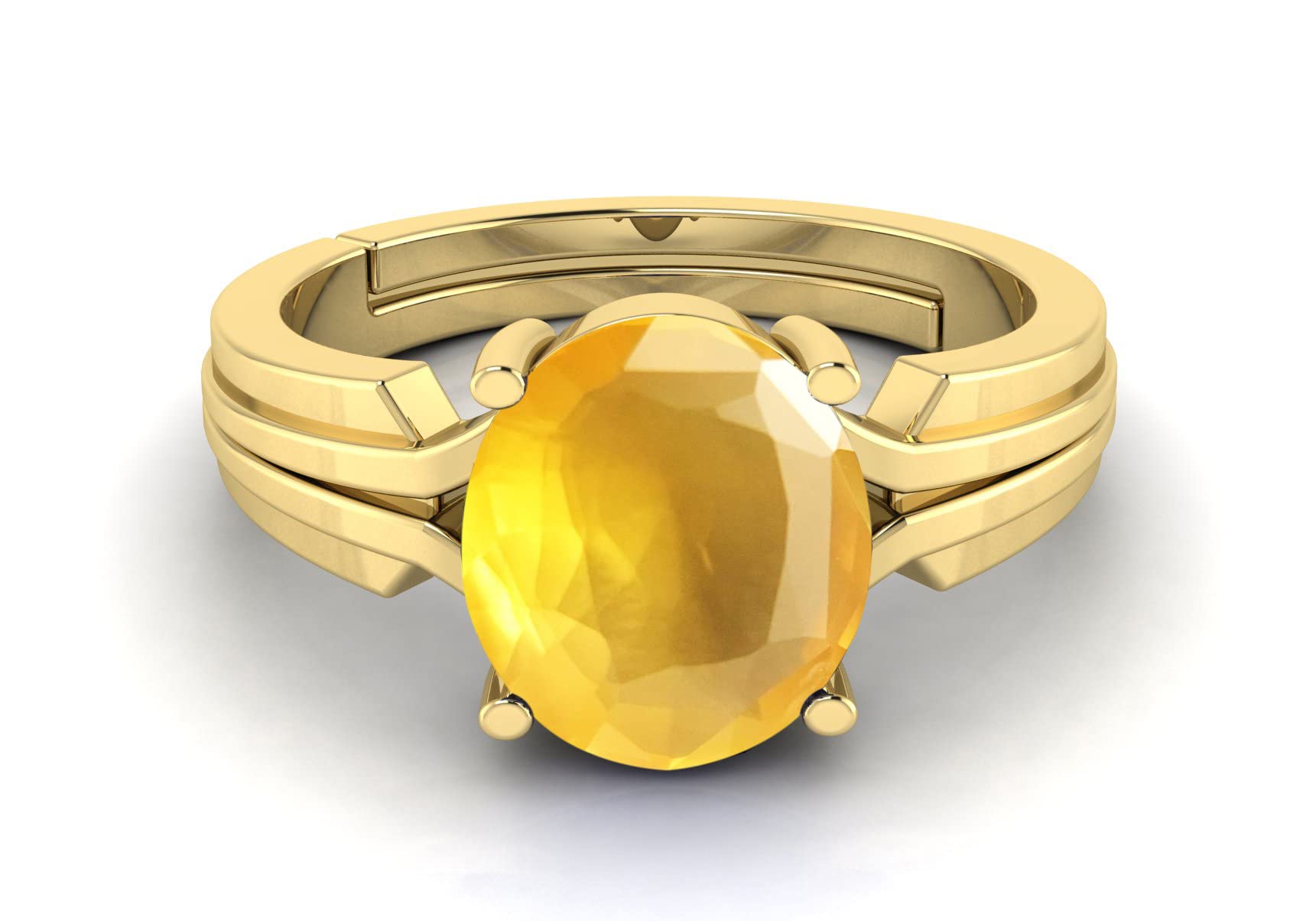 LMDPRAJAPATIS 6.25 Ratti / 5.42Ct Certified Natural Yellow Sapphire Gold Plated Ring For Women Valentine Day, New Year, Wear