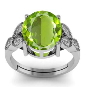 LMDPRAJAPATIS 7.25 Carat Peridot Stone German Silver Beautiful Anniversary Ring For Men And Women