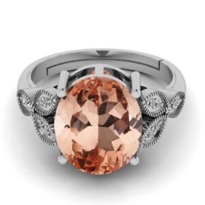 LMDPRAJAPATIS 6.25 Ratti Natural Morganite Stone German Silver Ring Special Occasion Wear for Women And Men