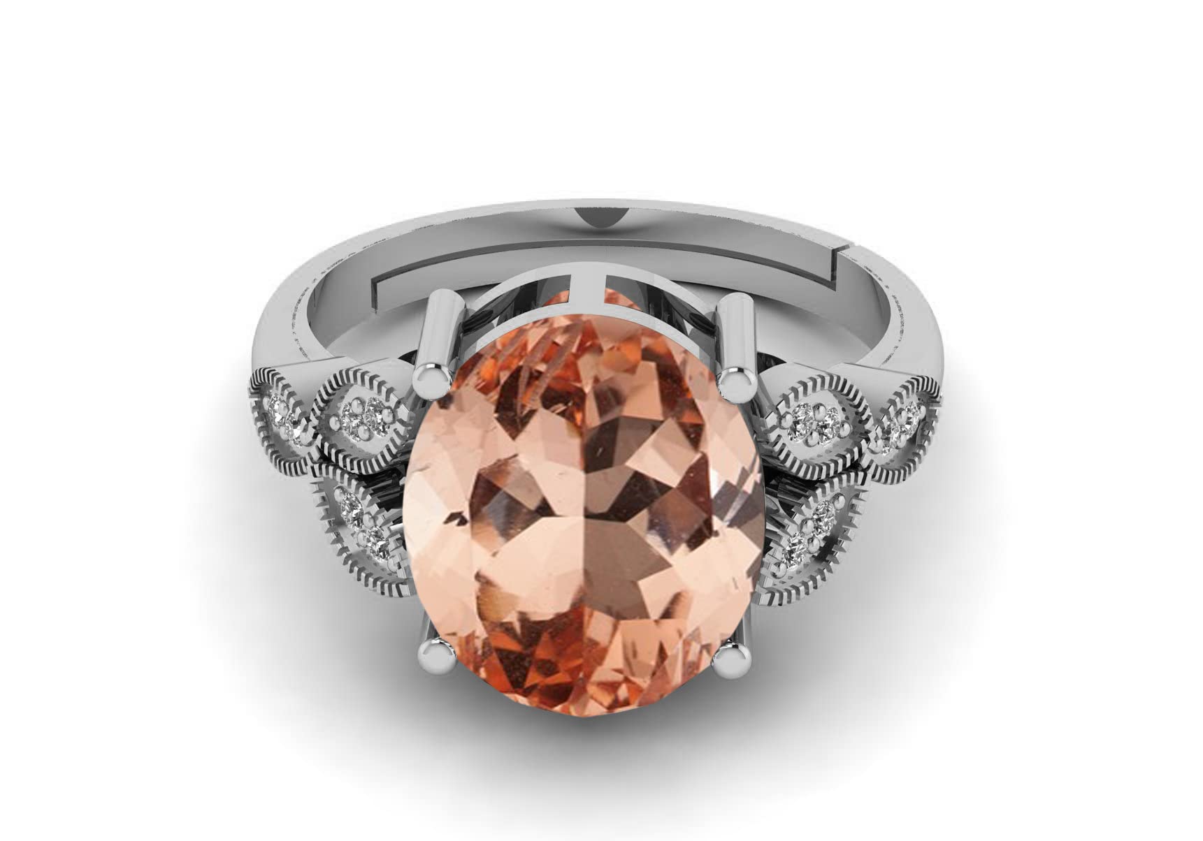 LMDPRAJAPATIS 6.25 Ratti Natural Morganite Stone German Silver Ring Special Occasion Wear for Women And Men