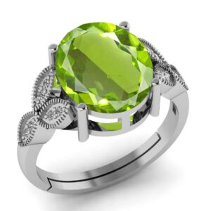 LMDPRAJAPATIS 7.25 Carat Peridot Stone German Silver Beautiful Anniversary Ring For Men And Women