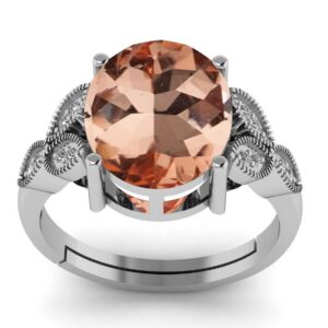 LMDPRAJAPATIS 6.25 Ratti Natural Morganite Stone German Silver Ring Special Occasion Wear for Women And Men