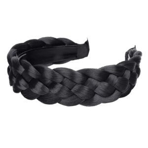 vowyore 5 Strands Synthetic Braided Headband - Chunky Wide Plaited Hair Hoop Hairpiece With Teeth Band for Women Girl