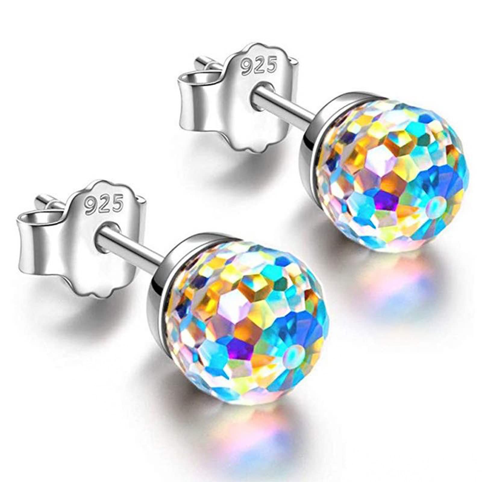 Crystal Earrings for Women,6mm Crystal Disco ball Earrings,Crystal Stud Earrings,Multicolor Studs Earrings for Women,Hypoallergenic Earrings Disco Jewelry for Women