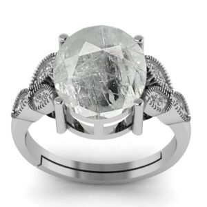 LMDPRAJAPATIS 8.25 Carat White Sapphire Stone Silver Plated Adjustable Ring For Men And Women