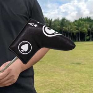 Poker Ace Blade Putter Cover Magnetic Putter Headcover Head Cover for Blade Putters - Golf Putter Cover Black for Mens fits for Scotty Cameron, Ping, Odyssey Putters