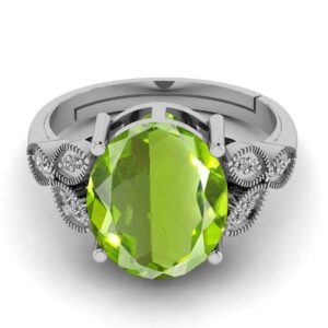 LMDPRAJAPATIS 7.25 Carat Peridot Stone German Silver Beautiful Anniversary Ring For Men And Women