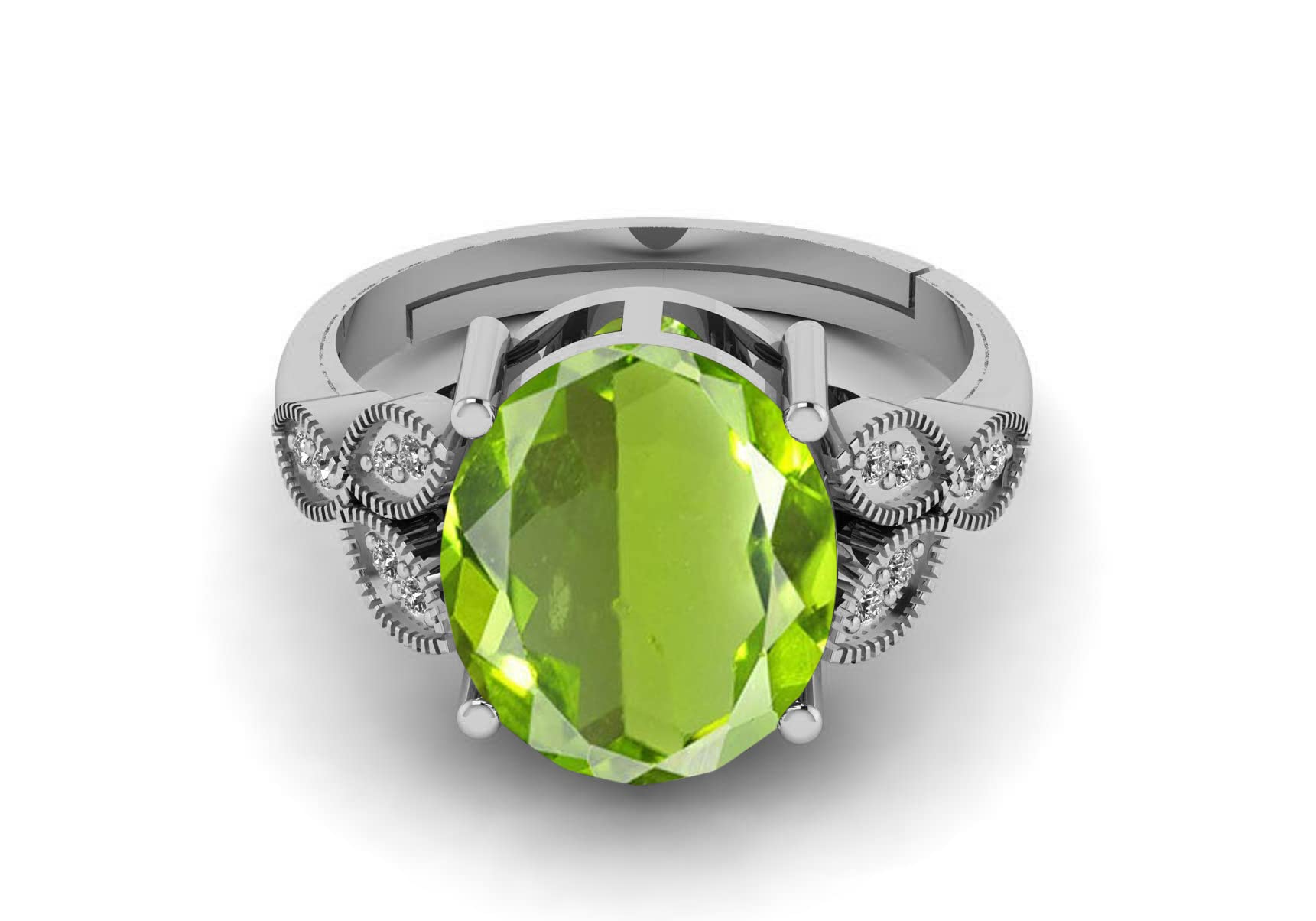 LMDPRAJAPATIS 7.25 Carat Peridot Stone German Silver Beautiful Anniversary Ring For Men And Women