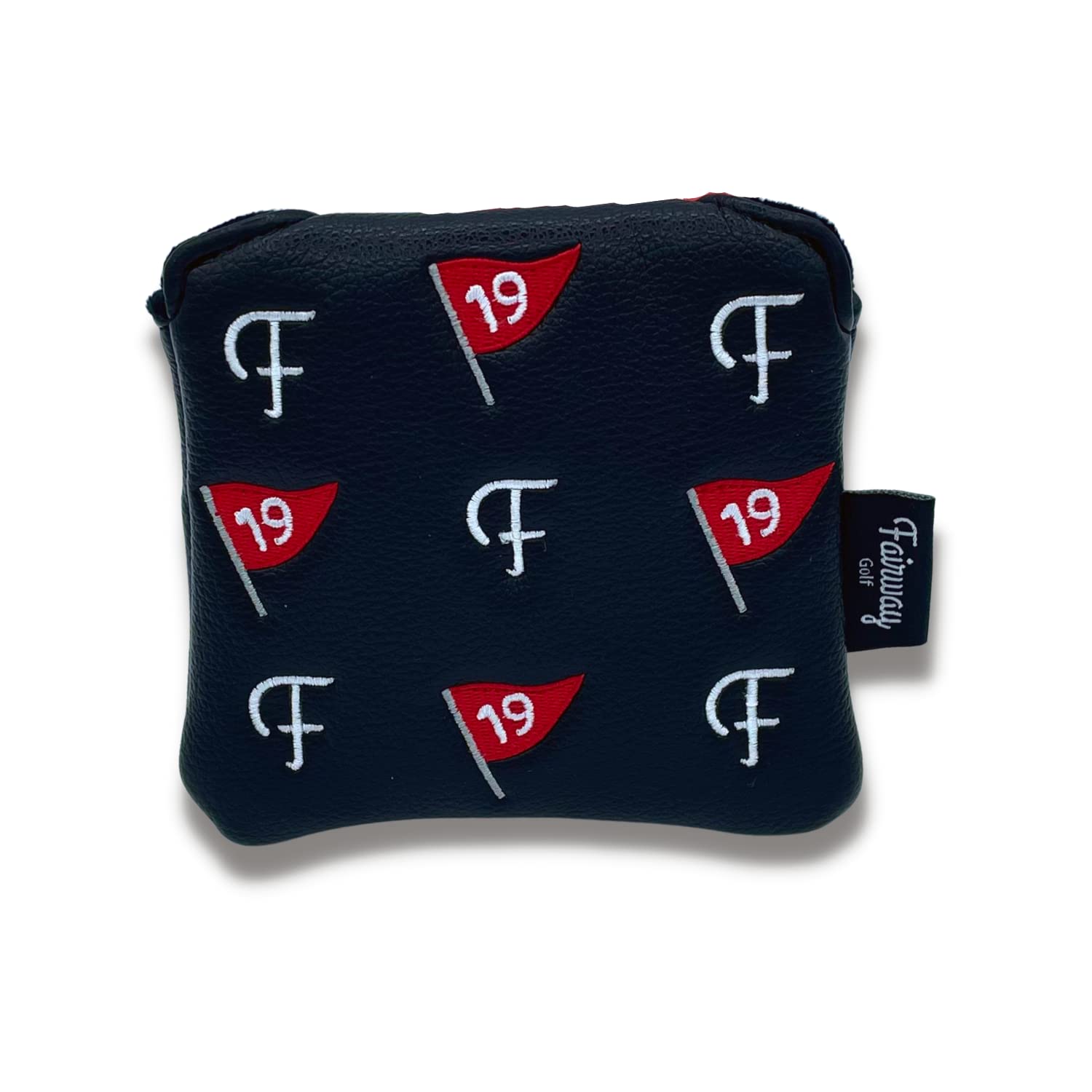 Fairway Golf | Mallet Putter Cover | Premium Putter Headcover Protector with Strong Velcro Closure | Fits Scotty Cameron Taylormade Odyssey etc. | 19th Hole Flag | Black