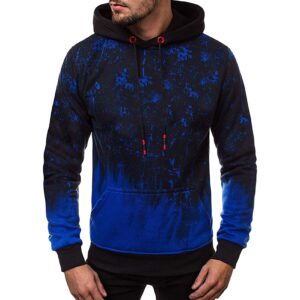 maiyifu-gj pullover long sleeve hoodies for men printed slim fit gym hooded sweatshirt casual sports hoodie with kanga pocket (blue,medium)