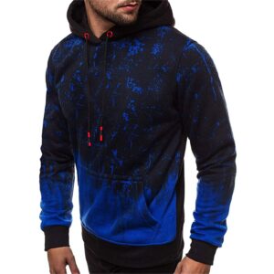 Maiyifu-GJ Pullover Long Sleeve Hoodies for Men Printed Slim Fit Gym Hooded Sweatshirt Casual Sports Hoodie With Kanga Pocket (Blue,Medium)