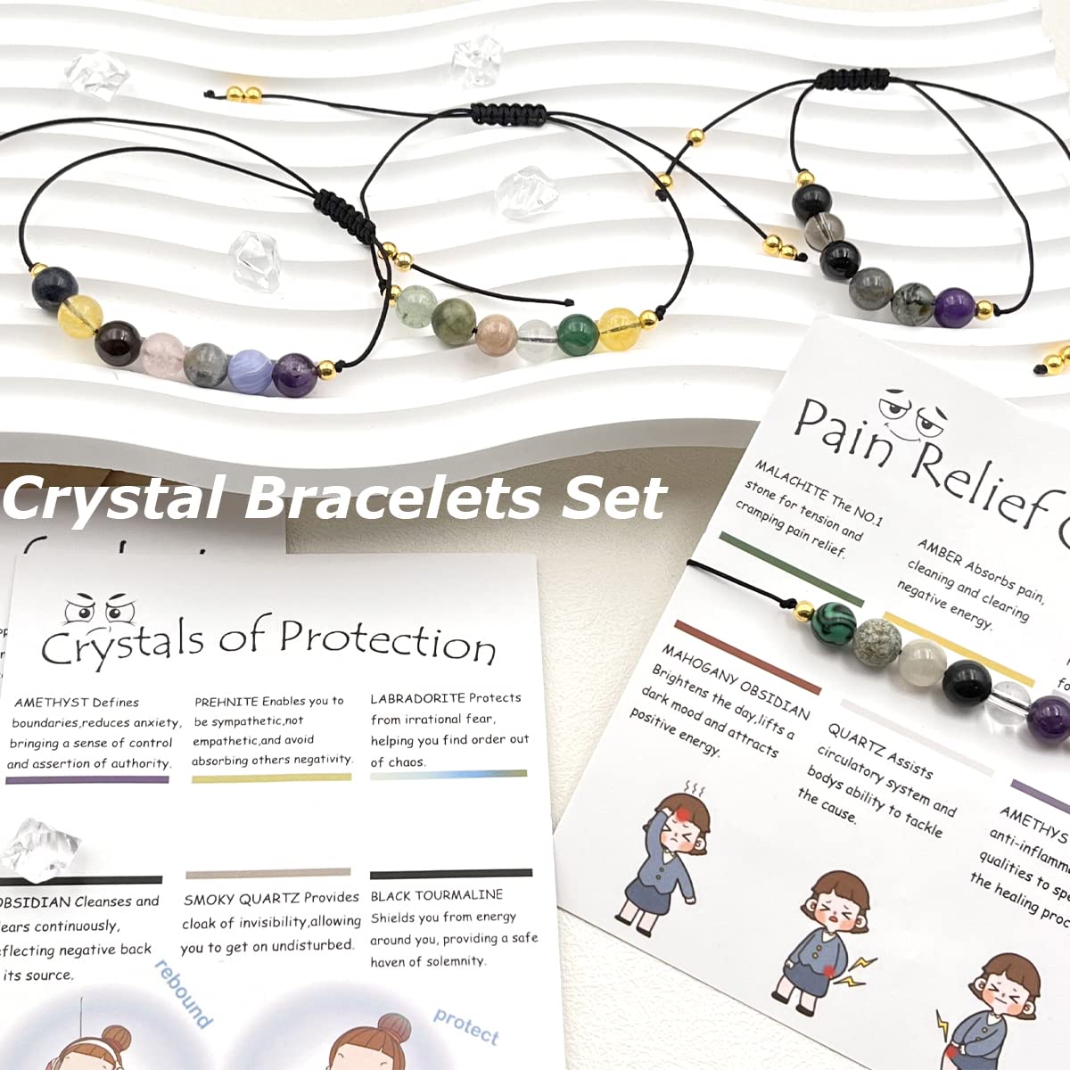 Ronglry Spiritual Crystal Bracelet for Women Men Chakra Crystals and Healing Stones Bracelets Natural Healing Crystal Beads Bracelet 7 Chakra Bracelets Quartz Amethyst Bracelet for Anxiety Relief