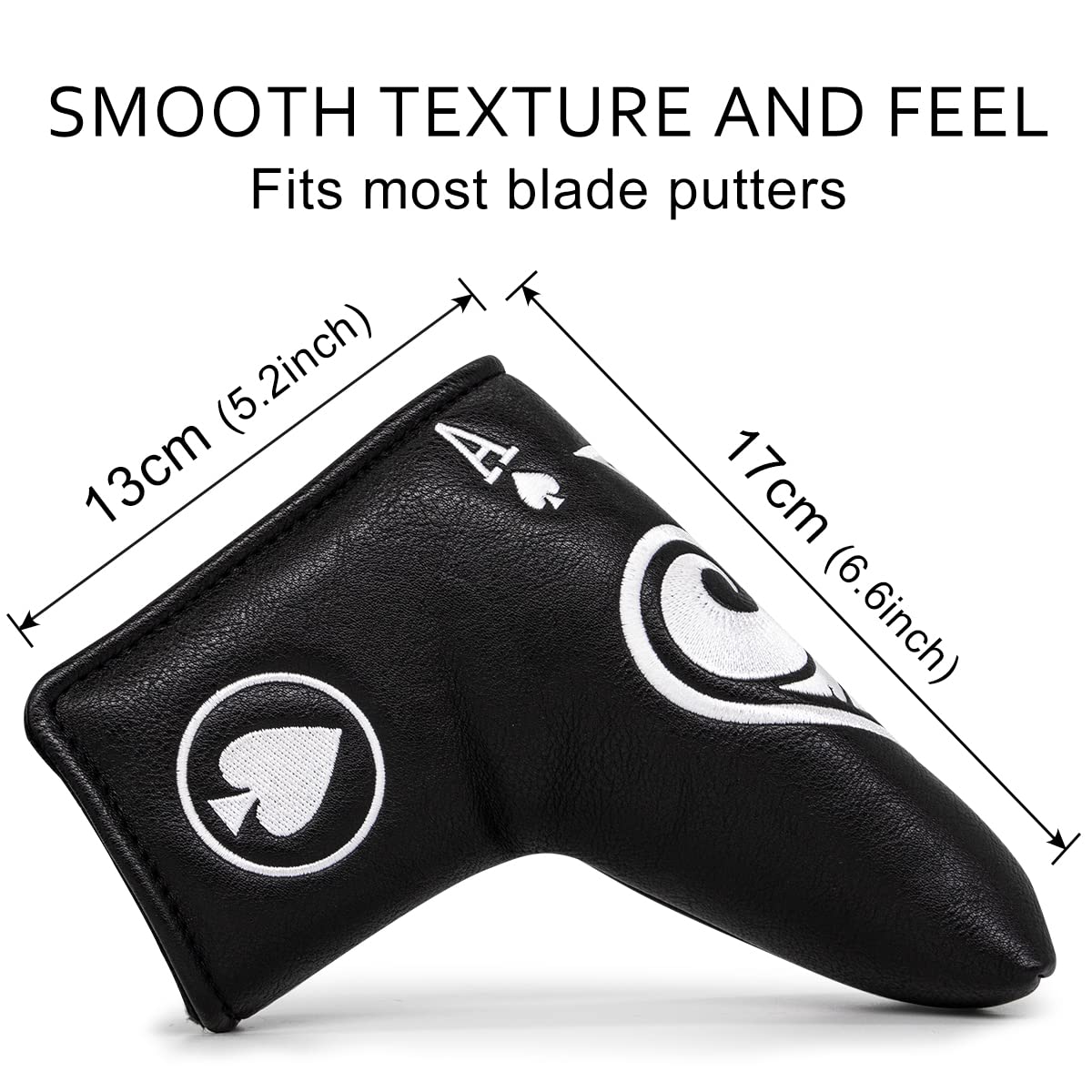 Poker Ace Blade Putter Cover Magnetic Putter Headcover Head Cover for Blade Putters - Golf Putter Cover Black for Mens fits for Scotty Cameron, Ping, Odyssey Putters