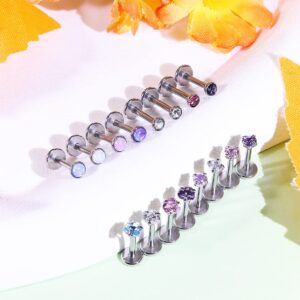 Oicctyzio 18g Threadless Push In Earrings Nose Rings Studs for Women Men Hypoallergenic Surgical Steel Flat Back Cartilage Earring Tragus Helix Lip Labret Medusa Piercing Jewelry