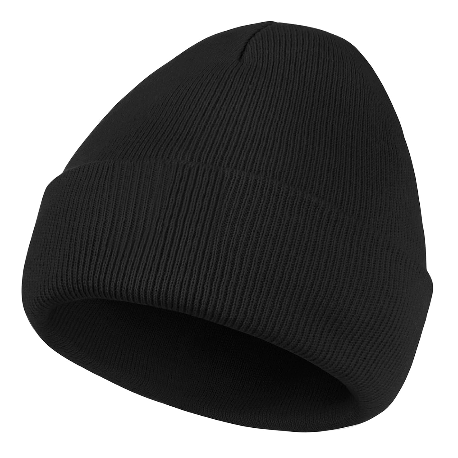 American Trends Men Women Beanie Hat Smile Face Knit Cuffed Winter Hats Warm Soft Cute Plain Skull Beanie Hats for Outdoor Black One Size