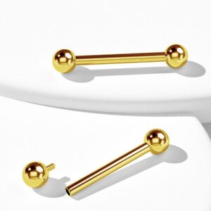 OUFER Nipple Piercing Jewelry, Titanium Nipple Rings, Internally Threaded 14G Straight Nipple Barbells Piercing Jewelry, Gold Nipple Jewelry for Women Men