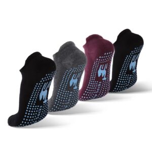 sanstrong 4 pairs non slip grip socks for pilates yoga barre ballet dance, anti skid grip socks for women and men