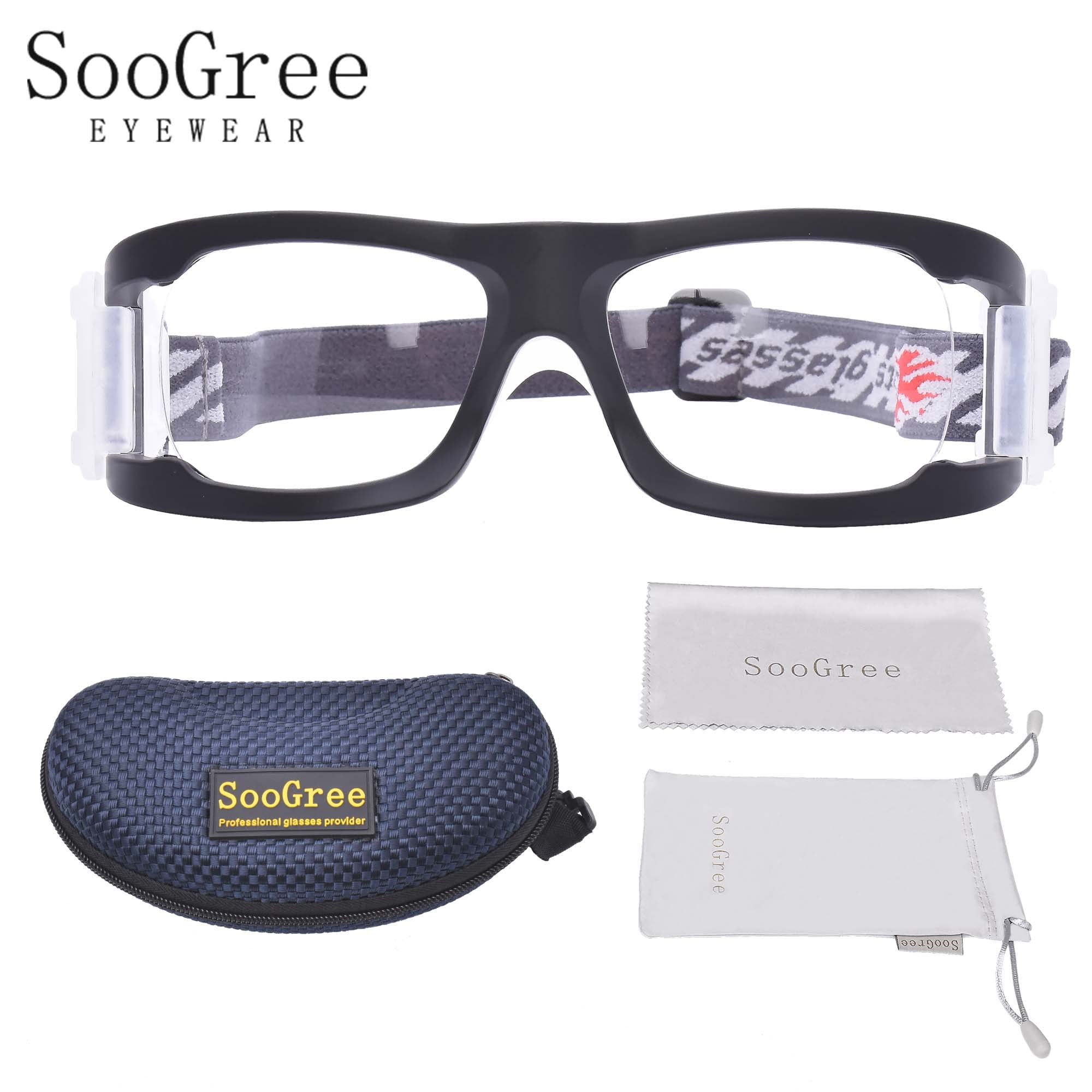 SooGree Basketball Goggles Anti Fog Protective Sports Goggles for Men (Matte black frame white pad)