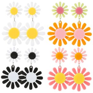 60s 70s daisy earrings for women retro disco hippie earrings bohemian orange daisy flower dangle drop earrings, daisy earrings ladies earrings dangling flowers dangling earrings daisy jewelry