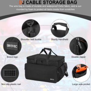 IBVIVIC High Capacity Gig Band Cable File Bag, 600D Oxford With with Adjustable Dividers and Double Separate Bags, for Cords, Sound Equipment, DJ Gear, Musician Accessories