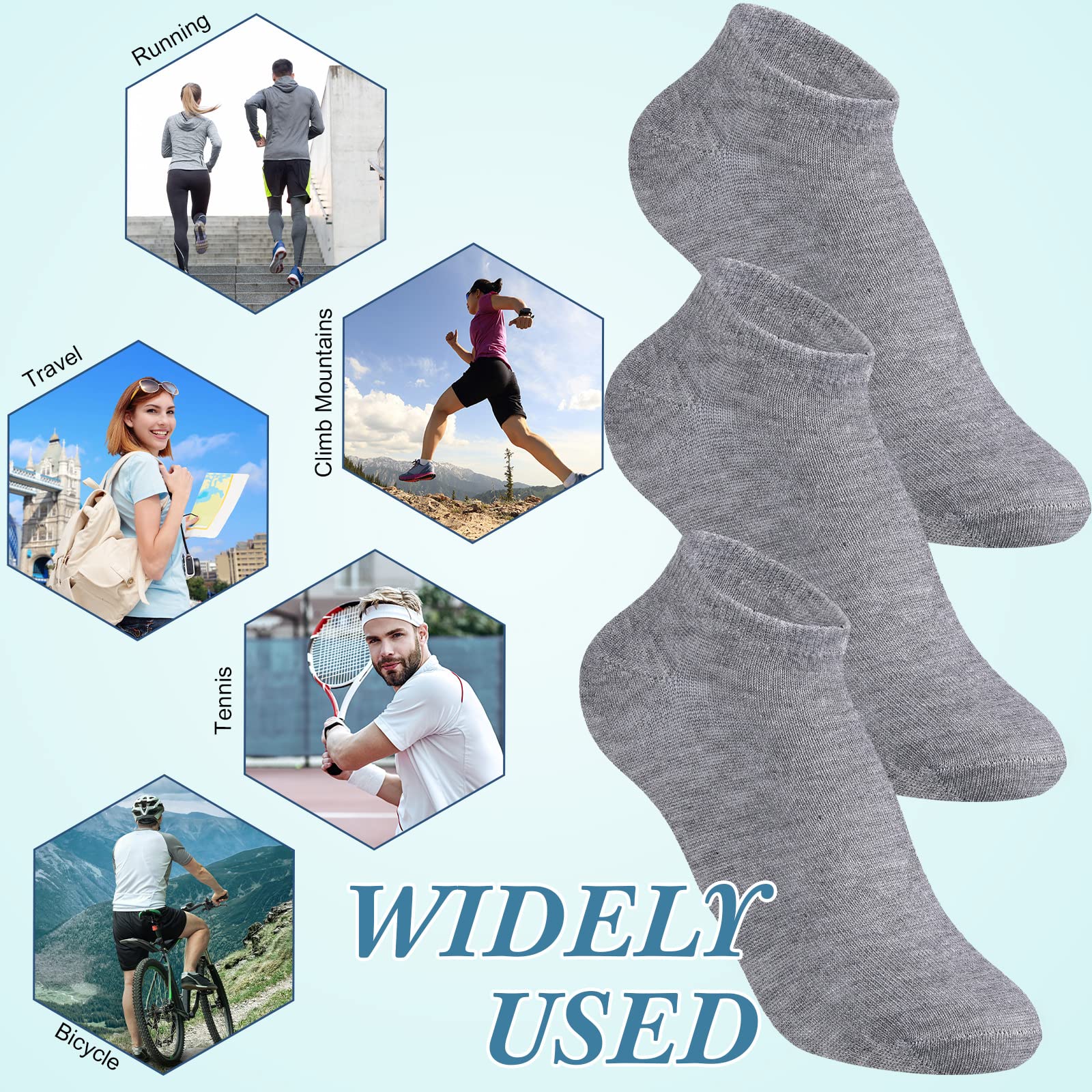 200 Pairs Thin Low Cut Ankle Socks Polyester Comfortable Lightweight Sock for Men Teens Team Charity Event Supplies Bulk Pack (Gray)