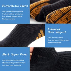 u&i socks Men's Performance Cushion Cotton Low Cut Ankle Athletic Socks with Tab, Black, 12-15 (6-Pack), (u&isocks-MEN-LT-B022)