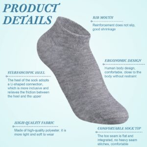 200 Pairs Thin Low Cut Ankle Socks Polyester Comfortable Lightweight Sock for Men Teens Team Charity Event Supplies Bulk Pack (Gray)