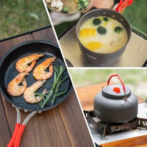 Alocs Camping Cookware, Alumina Camping Cooking Set with Camping Kettle, Lightweight Portable Camping Gear, Non-Stick Camping Pan Included Storage Carry Bag for Outdoor Backpacking Hiking and Picnic