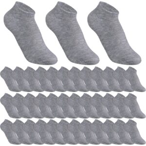 200 pairs thin low cut ankle socks polyester comfortable lightweight sock for men teens team charity event supplies bulk pack (gray)